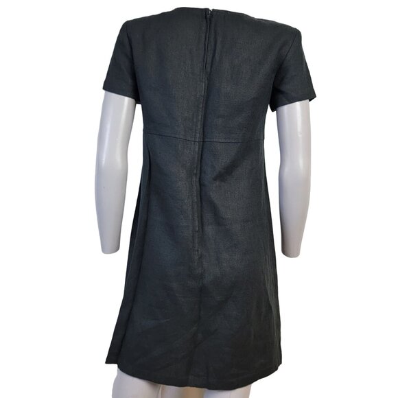 Talbots Vintage 90s Linen Shift Dress Women 4 Black Knee Length Formal Work Fall - Picture 4 of 14